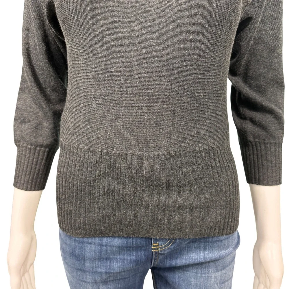 Banana Republic Small Silk Cashmere Turtleneck Sweater Gray Dark Academia Office